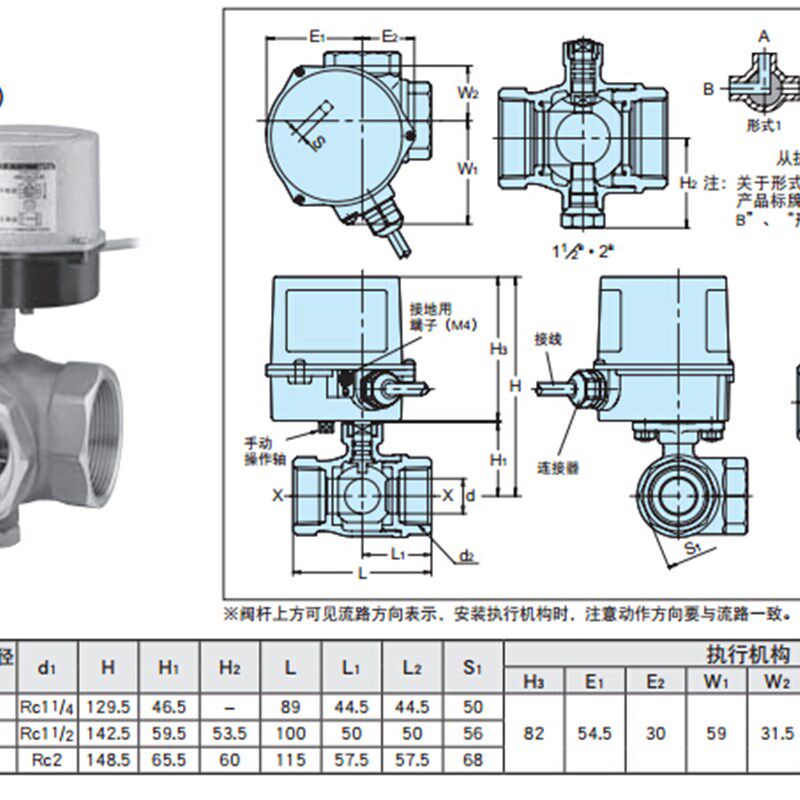 DN40 DN50日本KITZ北泽电动三通球阀 青铜 丝口 精小型电动球阀