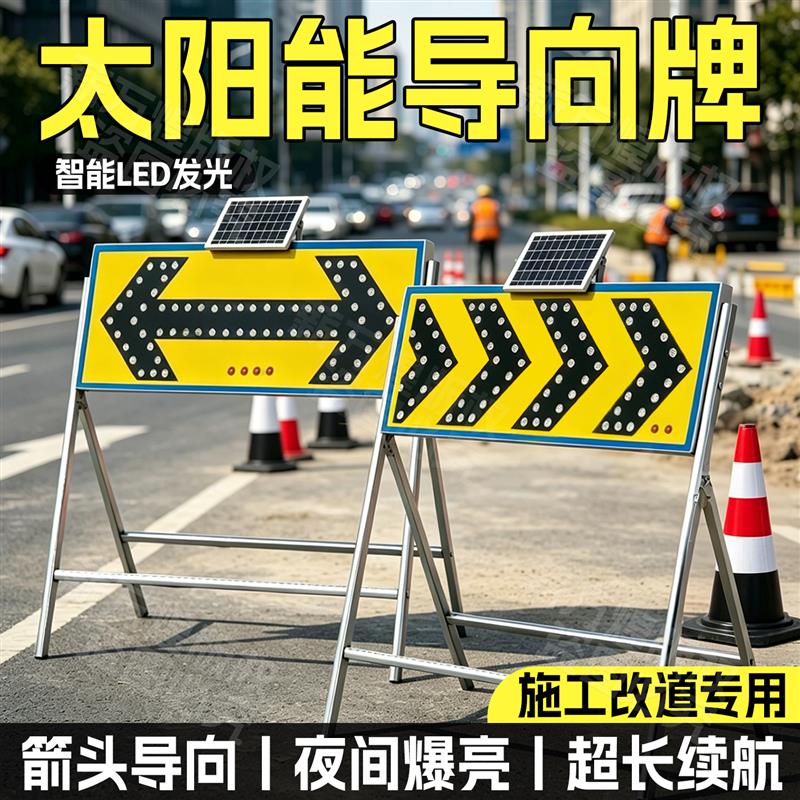 太阳能指向牌LED箭头灯反光警示道路指引施工夜间交通诱导爆闪灯