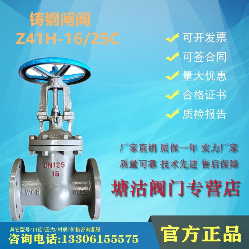 明杆铸钢法兰闸阀Z41H-16/25C耐高温蒸汽明杆天津塘沽阀门瓦特斯