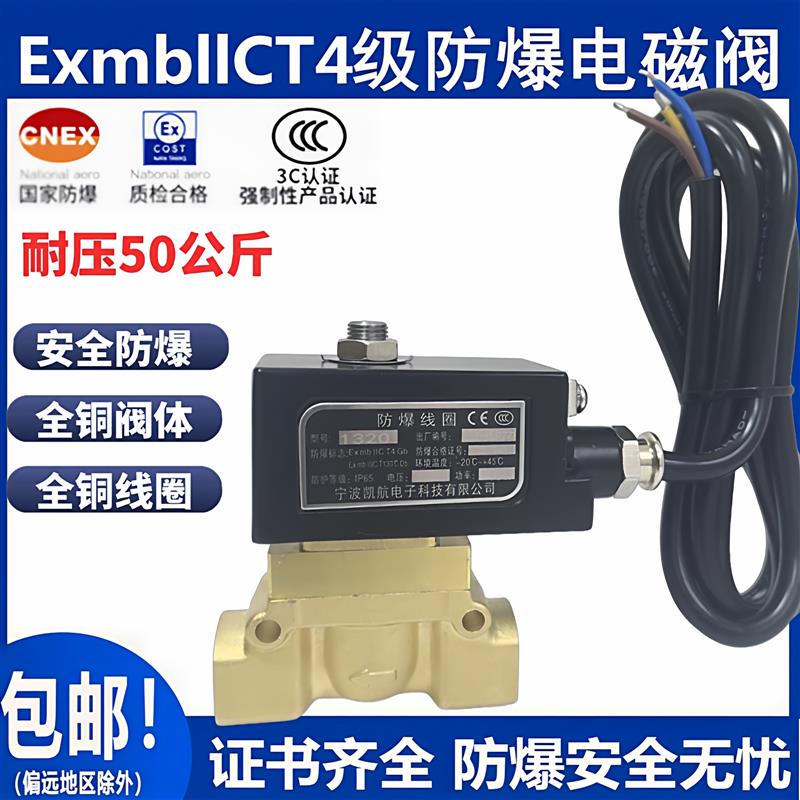 50公斤高压电磁阀5404-04气瓶dc24v船用开关阀6分1寸防爆气阀220v