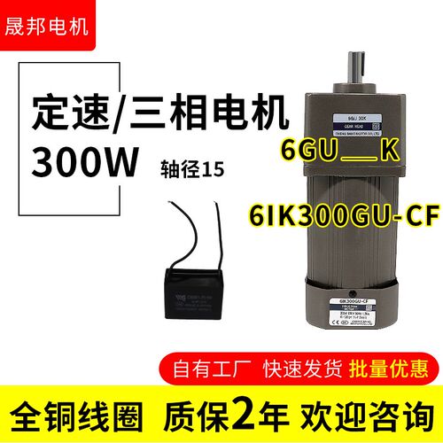 减速电机300W低速220V/380V转弯机6IK300GU-CF晟邦齿轮减速小电机