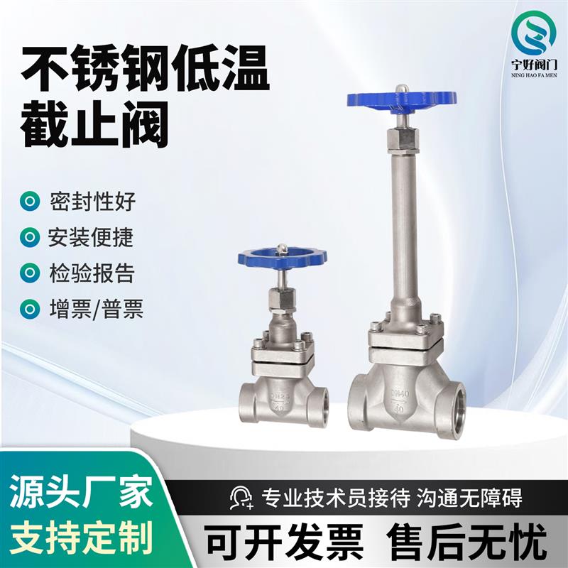 304不锈钢低温停止阀液氮液氧焊接长轴短袖圆型法兰插焊DJ61F-40P