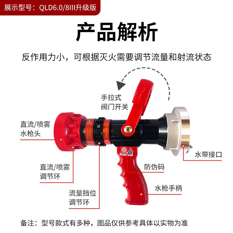 消防多功能水枪可调式直流喷雾2.5寸无后坐力水枪QLD6.0/8III型65