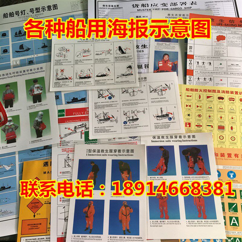 船用海报示意图救生艇救生筏释放步骤 船用号灯号型示意图 救生衣图片