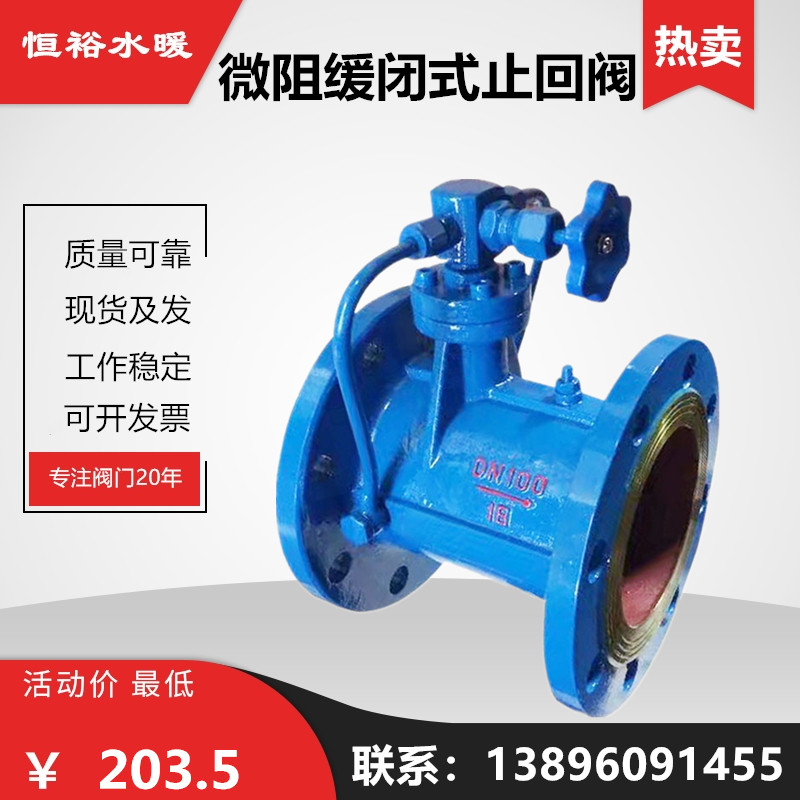 HH48/49X铸铁微阻缓闭式止回阀蝶式消声防水锤单向阀DN100止逆阀
