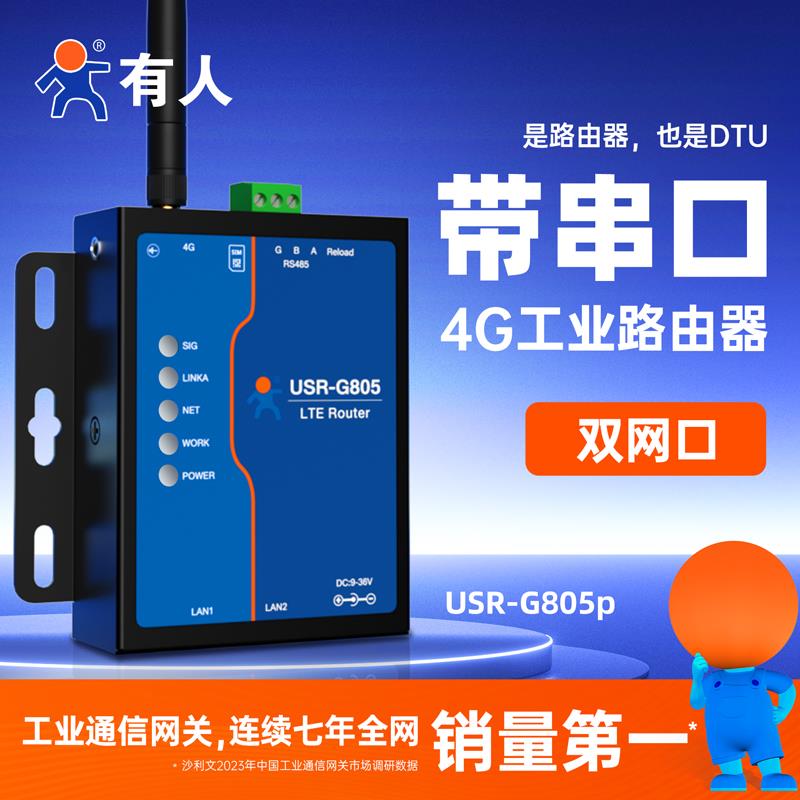 有人4g工业路由器无线WiFi插卡低成本移动联通电信全网通USR-G805