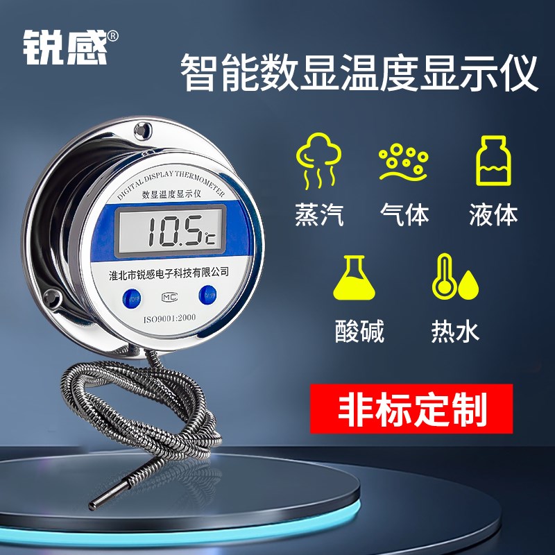 数显温度计带监视器测水温耐酸碱工业用热水测量仪耐高温防水温度