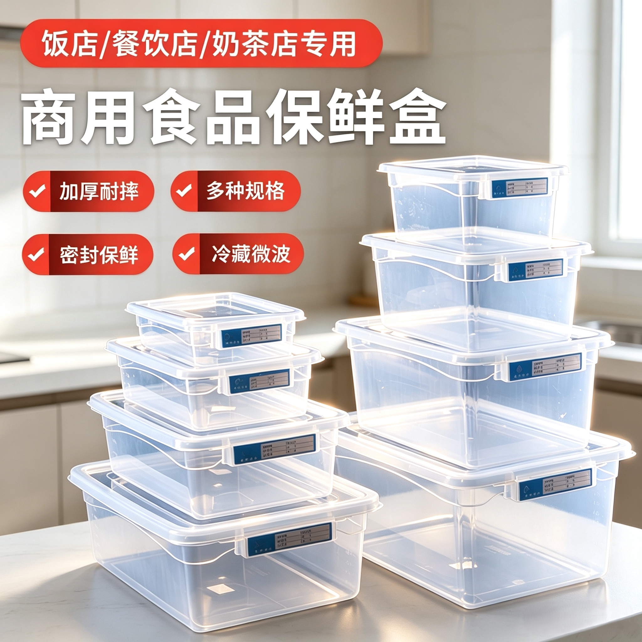 商用家用保鲜盒透明塑料盒带盖子