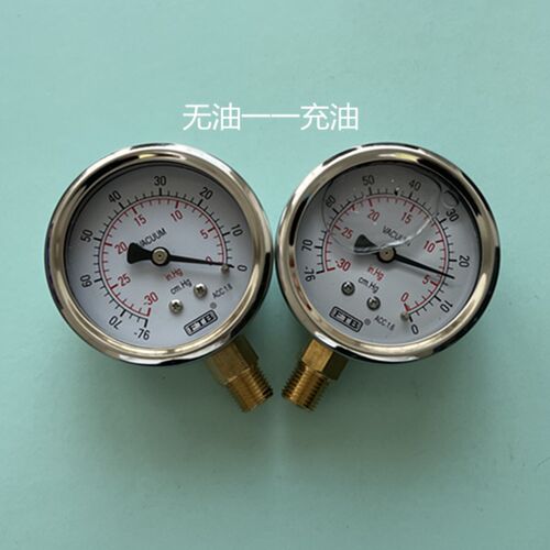 FTB直立式-1bar充油耐震真空压力表-30-0in.hg压力真空表-76cm.Hg