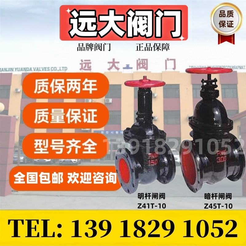 远大阀门铸铁明暗杆楔式闸阀Z45T-10黑色铁铜芯自来水排污Z41T-16