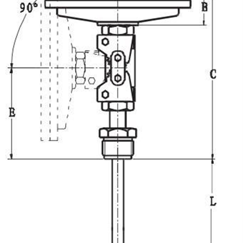 WSS-581上海傲龙万向型双金属温度计工业指计式现场显示