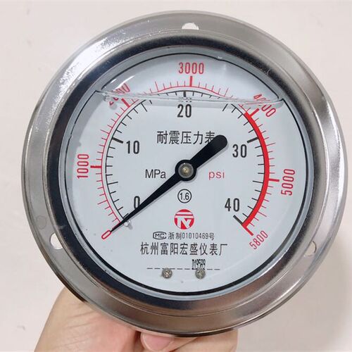 YN100ZT轴向带边耐震压力表1.6mpa25/40/60mpa油压表