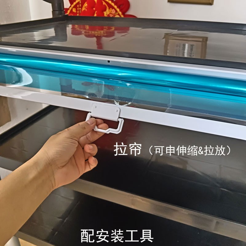 餐车透明拉帘防尘摆摊车遮挡帘推车保温帘饼盘车保鲜帘卷帘熟食帘