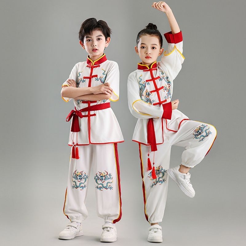 小孩演出服新款儿童武术演出服男女太极功夫训练衣服中国风少儿武