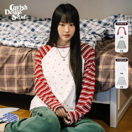CAVISH条纹/碎花长袖T恤