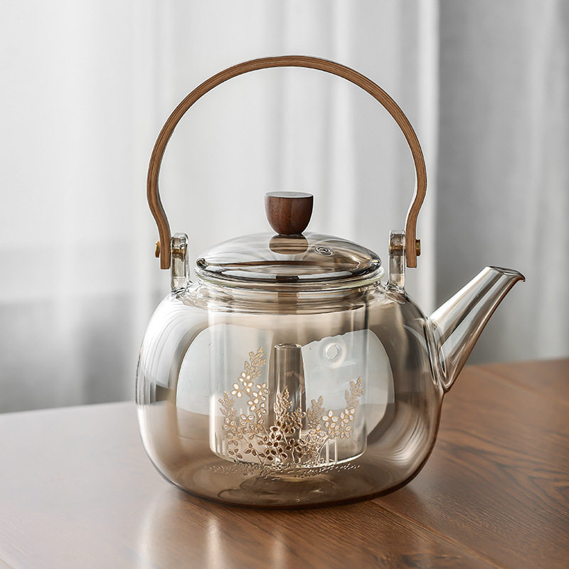 日式玻璃壶耐高温煮茶器蒸茶器大号提梁壶烧水壶两用电陶炉套装