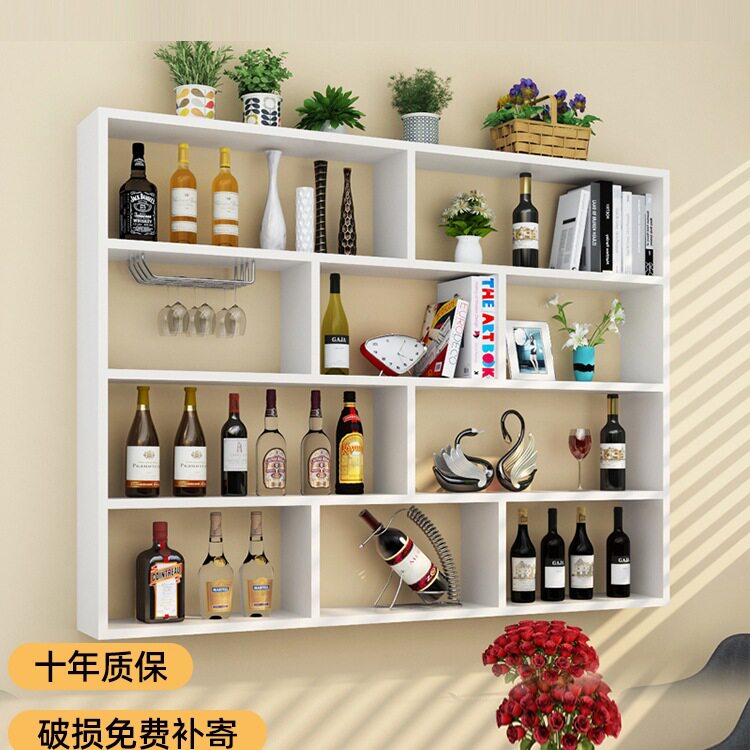 壁挂架墙上置物架实木书架隔板多层酒柜客厅墙面吊柜挂柜酒架格r*