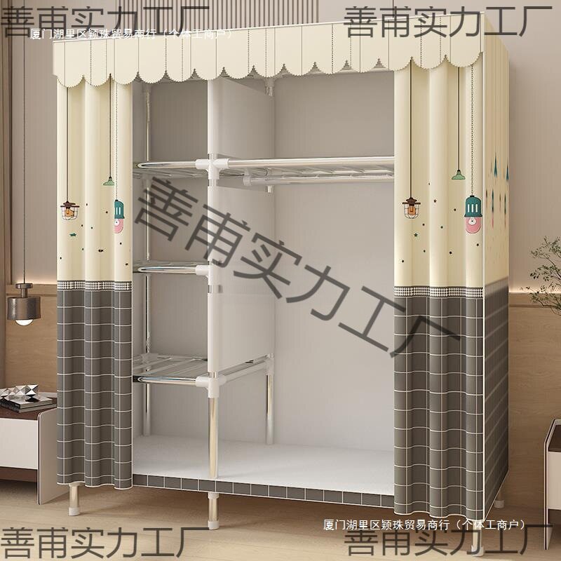 耐用钢管结实布衣柜家用卧室组装全出租房用收纳柜子简易衣橱钢架