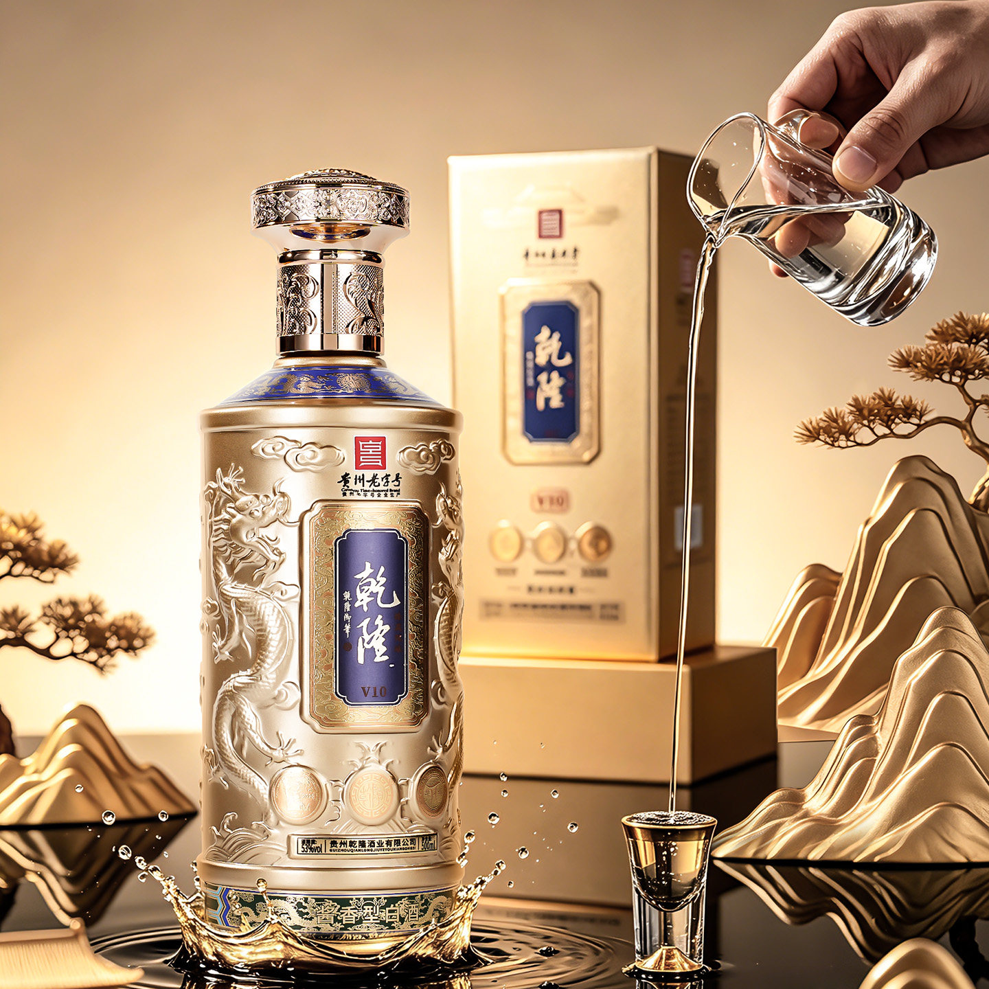 [官方旗舰]乾隆白酒酱香型53度收藏宴请酱香白酒500ml贵州白酒v10