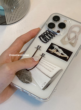 OneTwoThree仿真风ins苹果13pro全包12软壳iPhone11小众XSMAX/XR