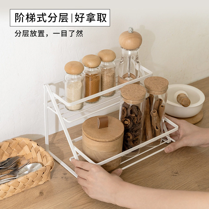 厨房调料收纳架家用铁艺台面收纳架多层架子调味品置物架