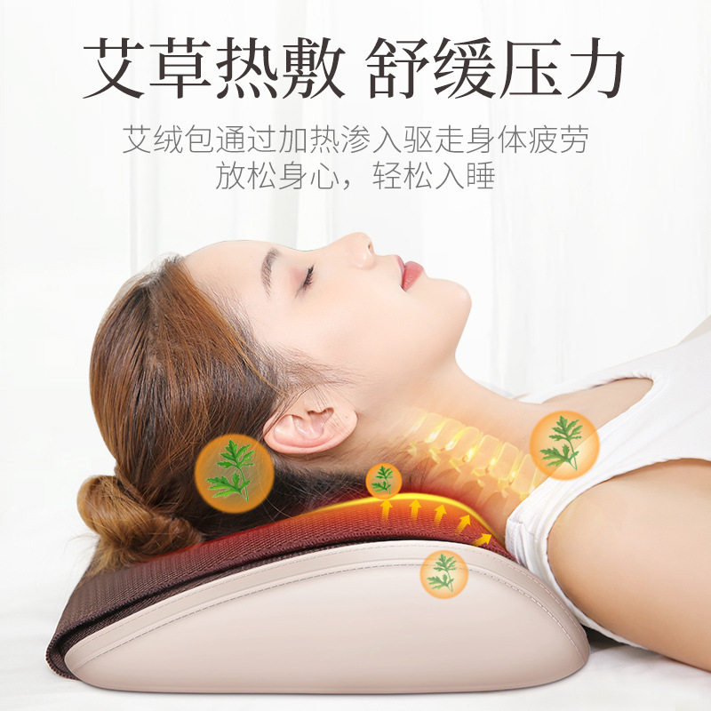 腰部按摩器家用多功能电动加热震动按摩曲度牵引腰部靠垫按摩腰靠