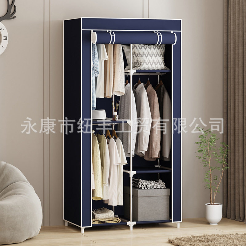 简易衣柜布衣柜宿舍衣橱挂衣杆衣帽架组装东南亚时尚衣架创意收纳