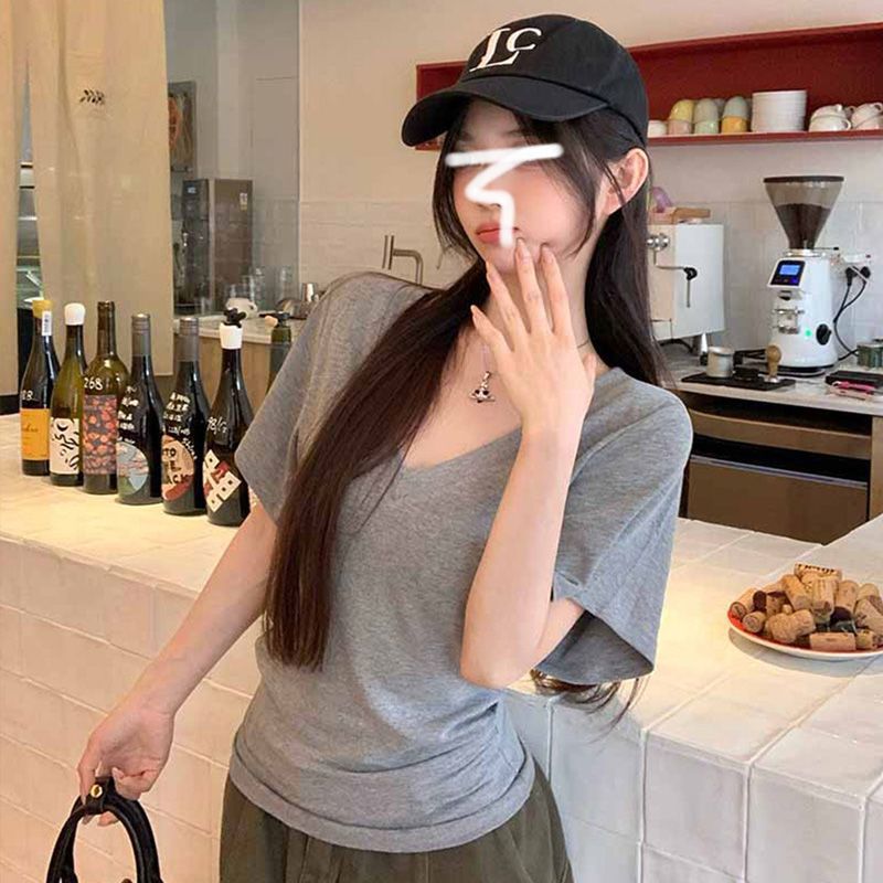 短袖t恤女夏季大码女装半袖微胖mm宽松显瘦中袖上衣