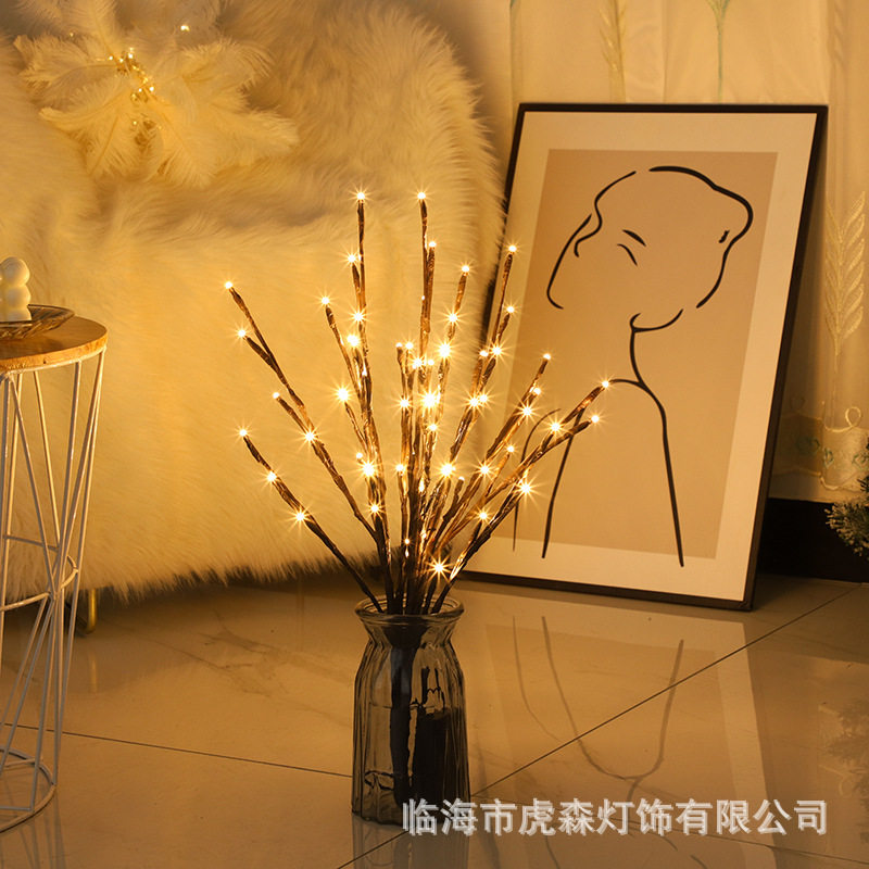亚马逊批发led树枝灯卧室氛围瓶插创意庭院布置防水氛围灯