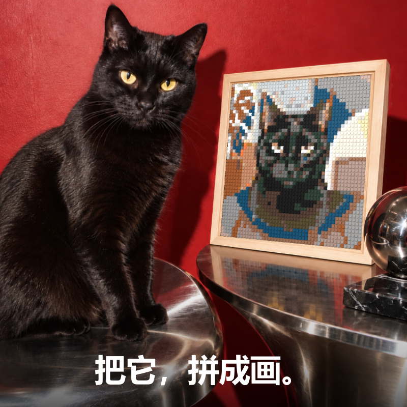 像素软积木定制画宠物纪念礼盒
