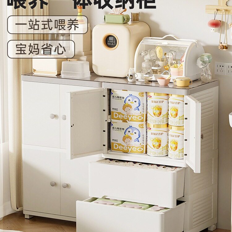 喂养台收纳柜宝宝婴儿用品置物架儿童衣柜玩具整理落地储物柜