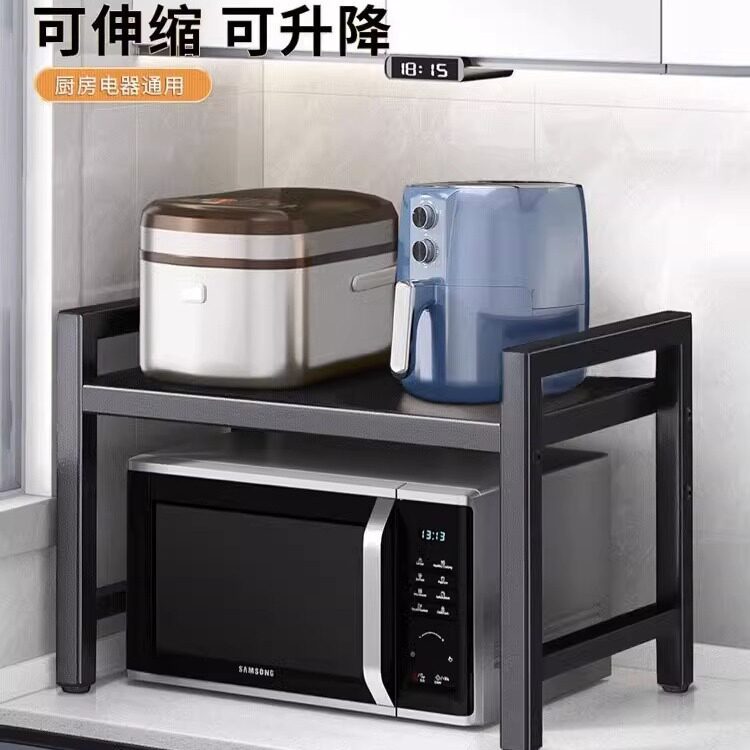 厨房微波炉架子置物架多层式多功能收纳免打孔置地支架放烤箱调料