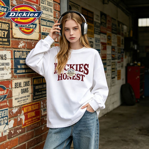 Dickies帝酷适重磅长袖T恤男女同款秋季纯棉打底衫美式复古上衣L