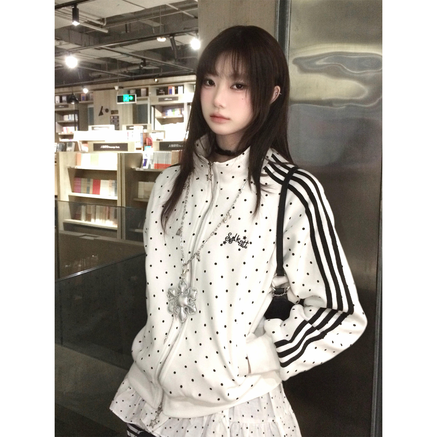 日系波点外套女春季新款j