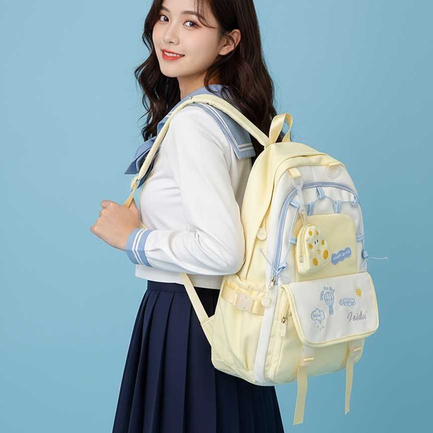 初高中书包大学生女ins小众轻便大容量双肩包百搭印花休闲背包