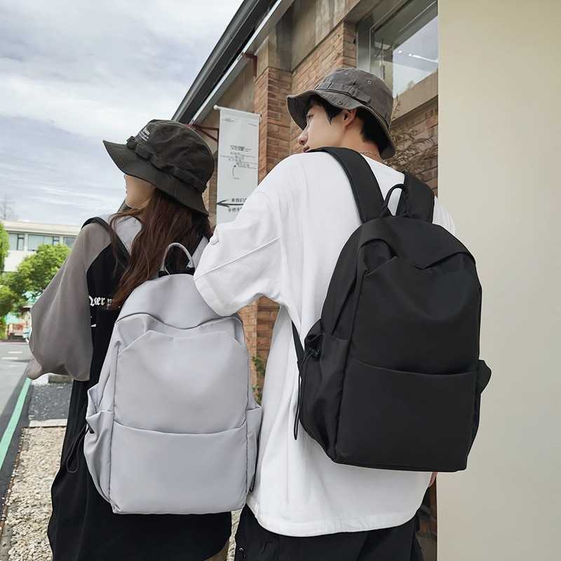 2023新款大容量纯色双肩包女韩版百搭书包男高中背包大学生旅行潮