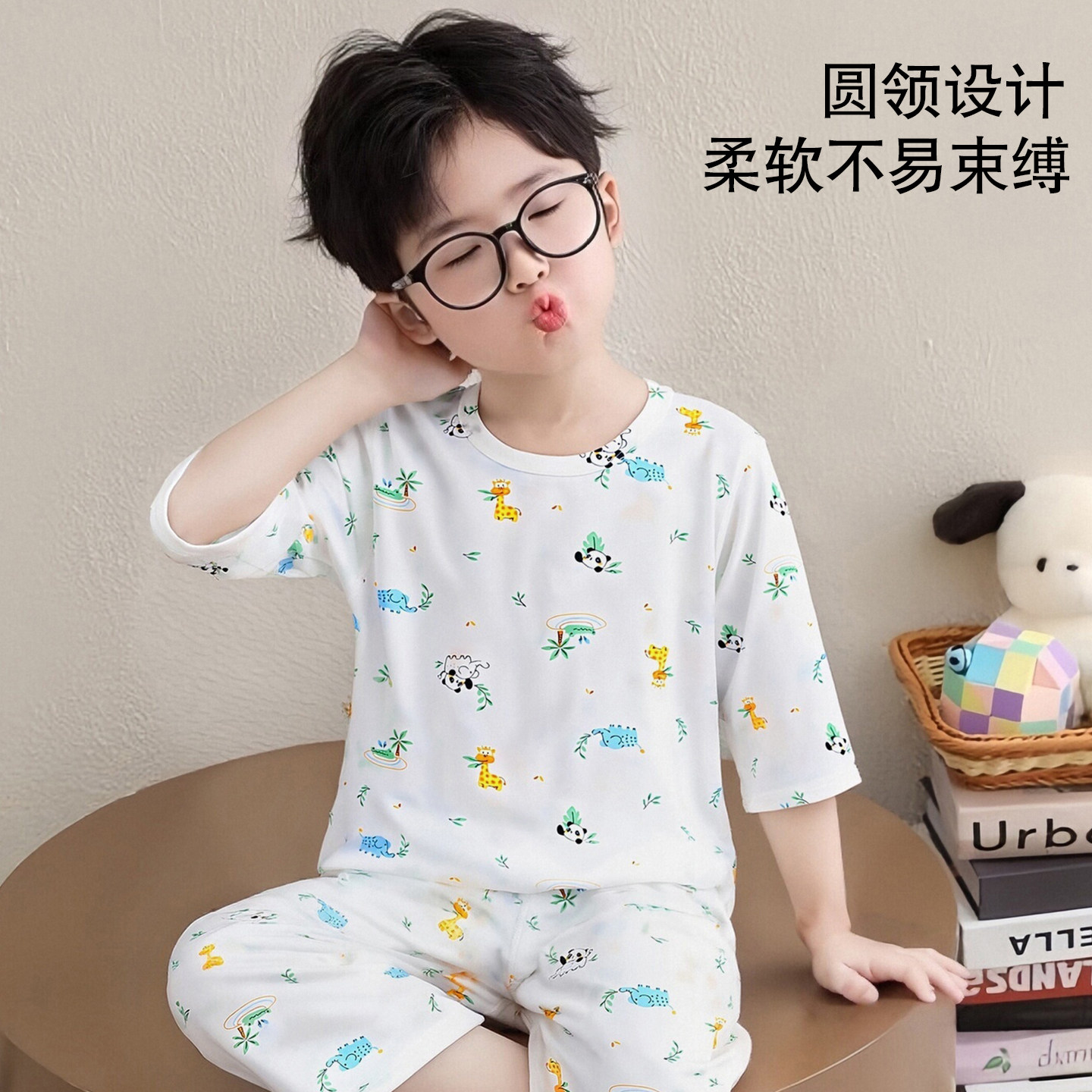 莱赛尔天丝儿童春夏睡衣套装图片