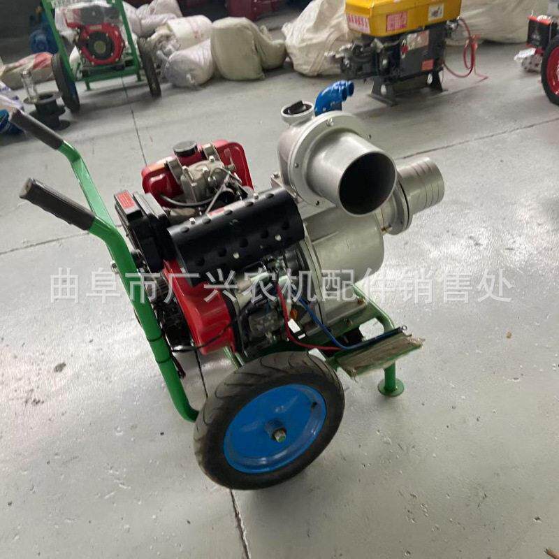 柴油机抽水泵大流量6寸自吸泵滚轮可移动电启动排水灌溉泵防汛泵