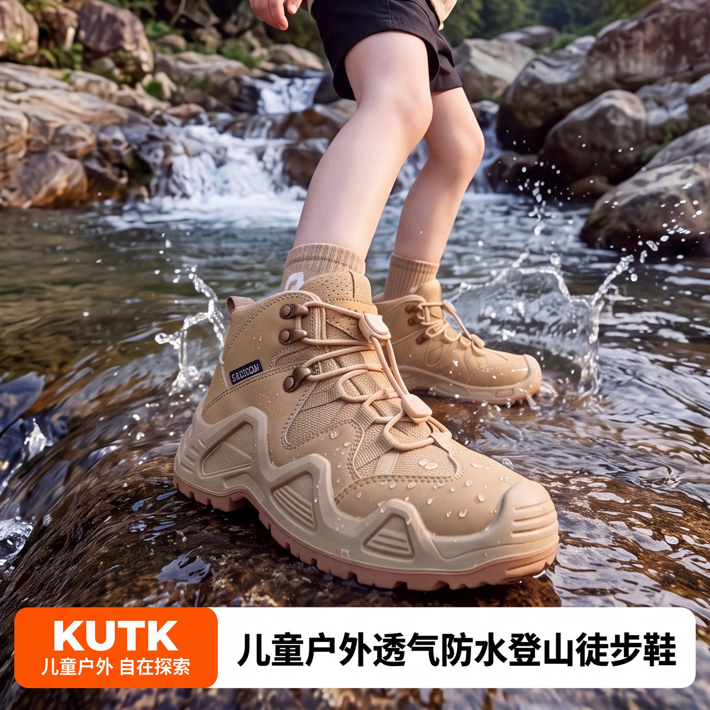KUTK儿童户外徒步登山鞋防水透气