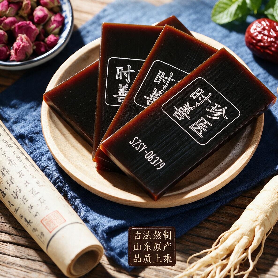 时珍善医正品阿胶块500g铁盒