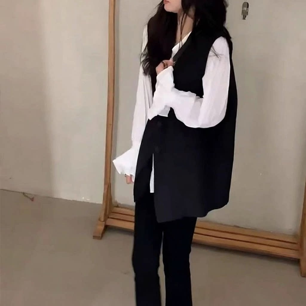 御姐轻熟风穿搭套装女喇叭袖衬衫