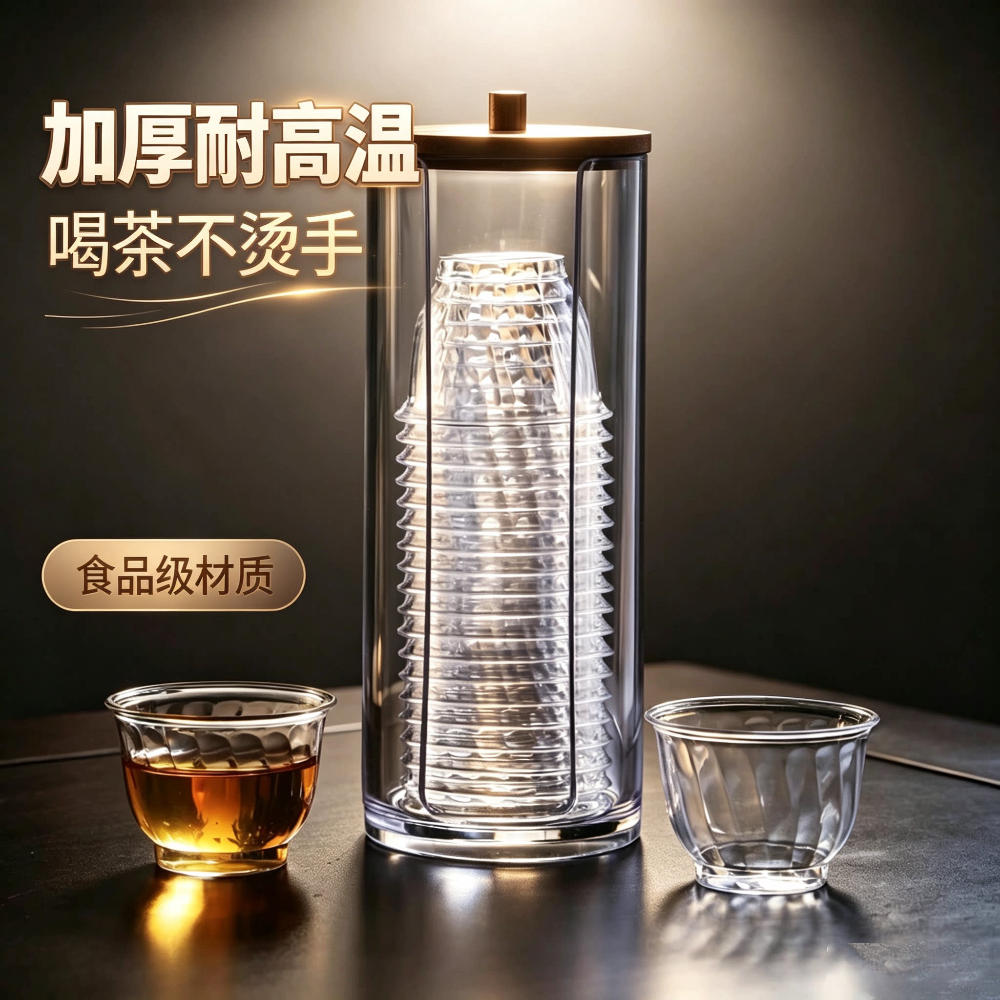 一次性功夫喝茶杯航空杯硬塑酒杯质加厚家用高档商用塑料杯耐高温