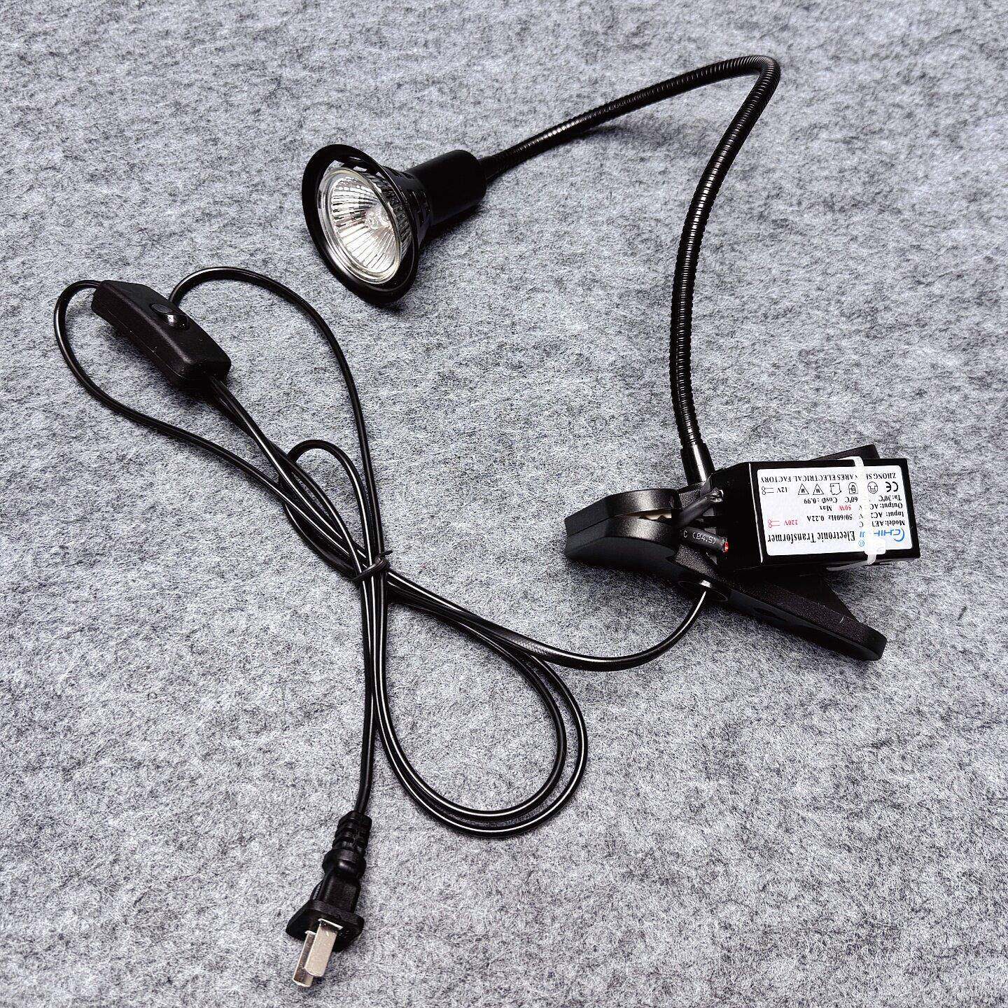 12V50W卤素灯模拟太阳光实验室照明灯具可调亮度万向软管式夹子灯