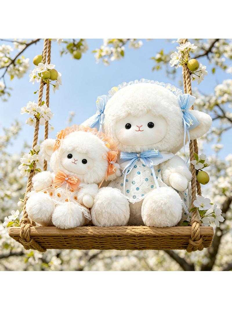 New Naifufu small woolen plush toy bow head flower sheep doll girl children birthday gift doll
