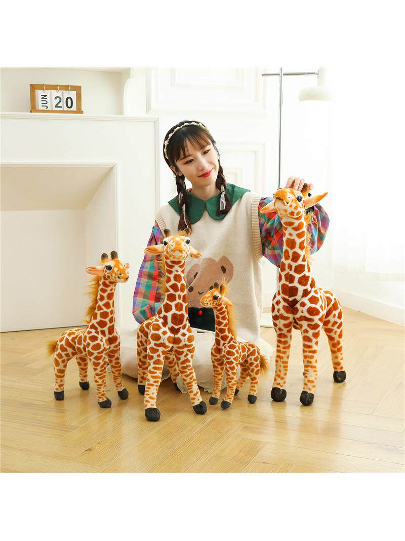 Simulation Giraffe Plush Toy Cartoon Deer Plush Doll Zoo Souvenir Ornament Children's Gift
