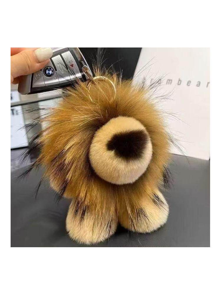 Cute imitation raccoon fur lion king pendant versatile high-end bag keychain plush doll car pendant for women