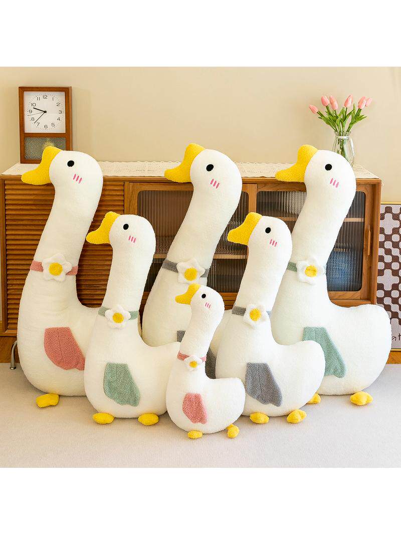 New Internet celebrity big white goose long pillow for girls sleeping plush toy bed leg pillow for boys pregnant women