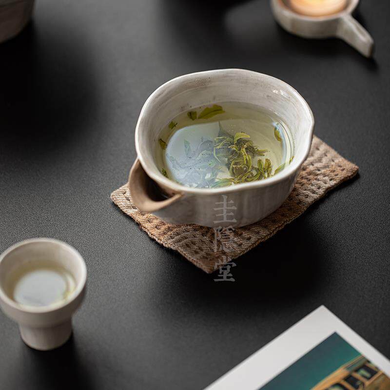 圭隐堂粉引粗陶公道杯手抓过滤泡茶公杯家用侘寂冷泡绿茶碗分茶器