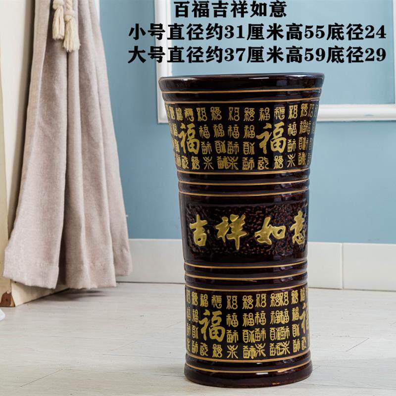 特大号陶瓷棕色花盆大码加高加深发财树盆花钵花缸高筒陶土超大价