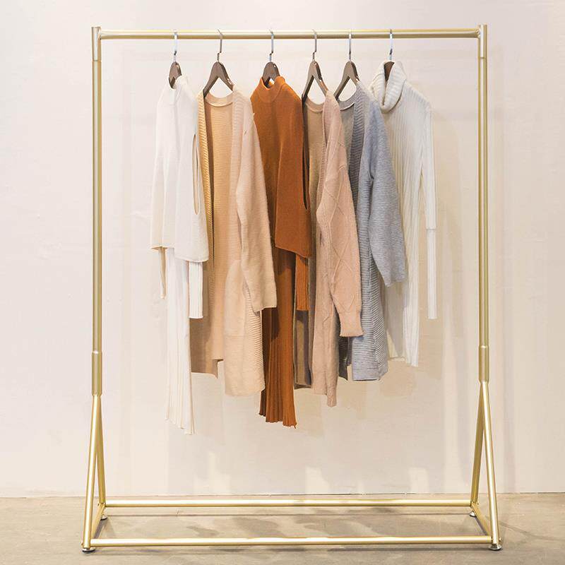服装店展示架金色上墙服装架女装店货架童装落地式龙门架挂衣架